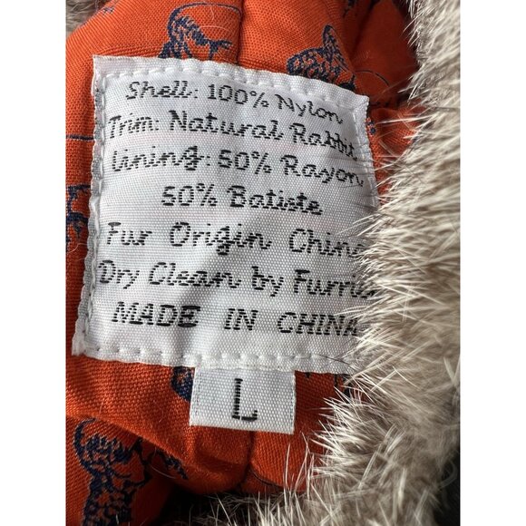 MAD BOMBER black rabbit fur lined nylon trapper hat chin strap quilted hunting L - Picture 8 of 11